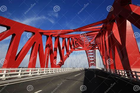Red Domed Steel Bridge Stock Image Image Of Road Design 119493037