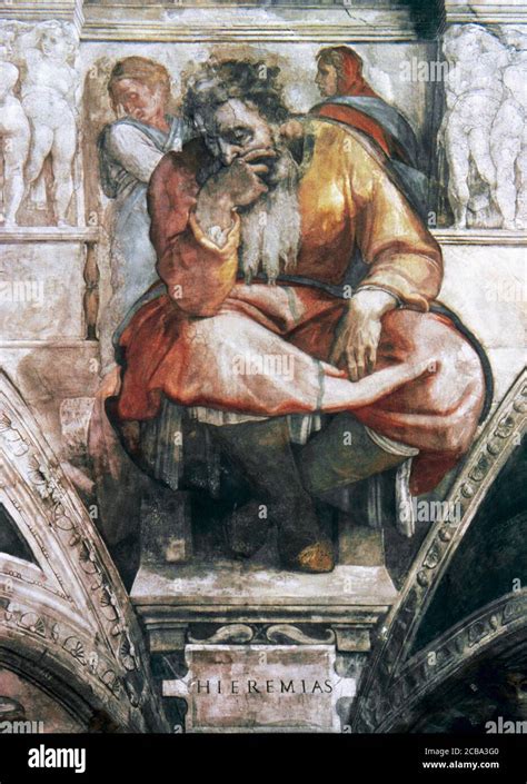 Michelangelo 1475 1564 Prophet Jeremiah Detail Of A Fresco 1508