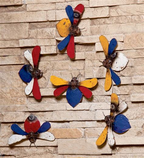 Recycled Metal Bees Wall Décor Set Of 6 Wind And Weather