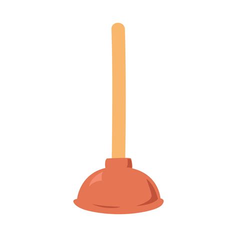 Plunger In Flat Style Vector Illustration Simple Toilet Cleaning Equipment Plunger Clipart