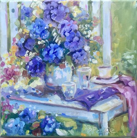 ORIGINAL Painting Hydrangeas In A Vase On Dining Table Etsy