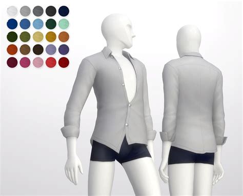 S4 Hunky Open Shirt 25 Color With Images Sims Sims 4