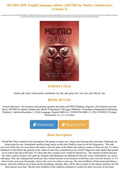 Readdownload Metro 2035 English Language Edition Metro By Dmitry