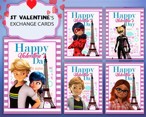 Miraculous Ladybug Valentines Day Cards
