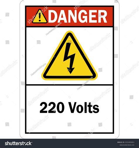 Danger High Voltage Label 220 Volts Stock Vector Royalty Free