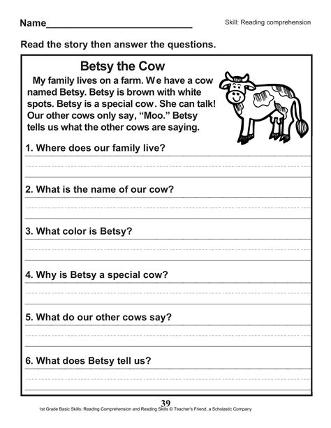 Give your child a boost using our free, printable 1st grade reading worksheets. 40 Scholastic 1st Grade Reading Comprehension Skills ...