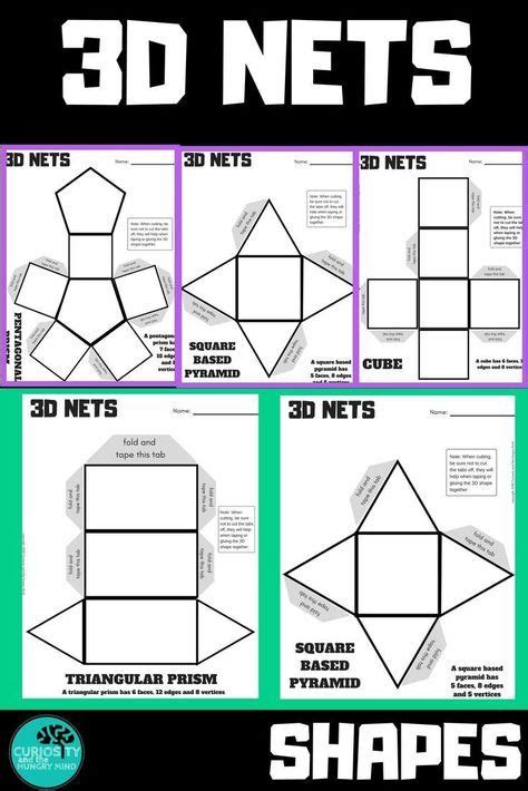 3D Net Shapes Math in 2020 | Maths activities middle school, Creative