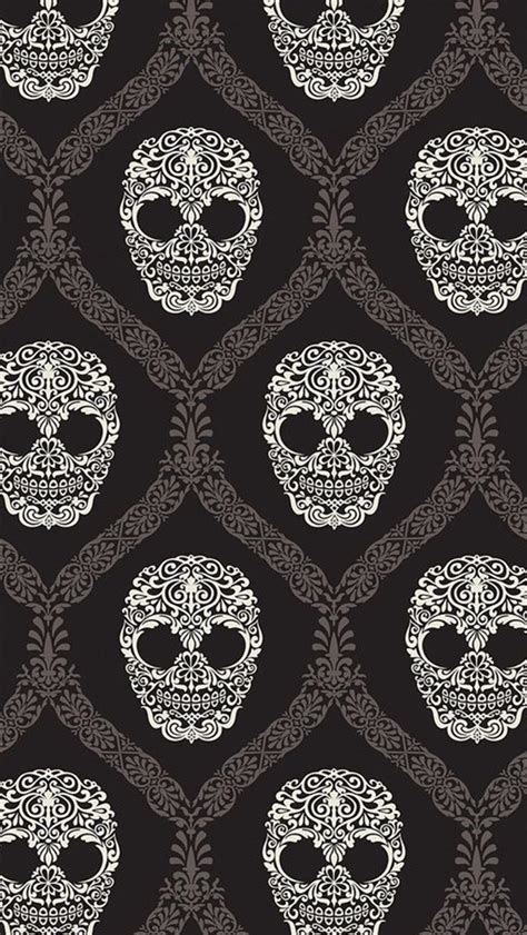 Find & download free graphic resources for black floral. Floral Skulls Pattern Black And White iPhone 5 Wallpaper ...