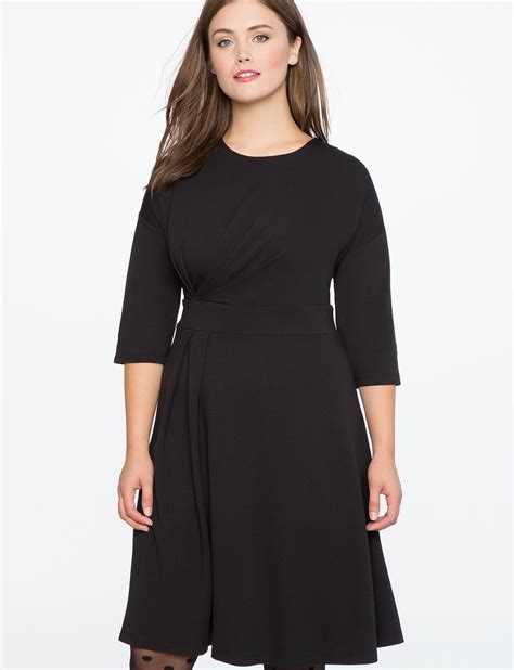 Eloquii Asymmetrical Pleated Dress Totally Black 28 Plus Size Black