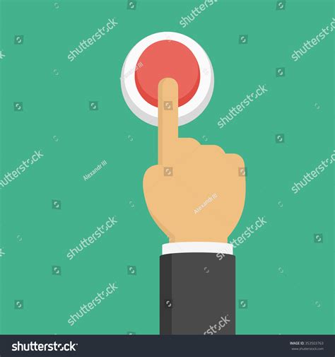 Hand Pressing Red Button Top View Stock Vector Royalty Free 353503763