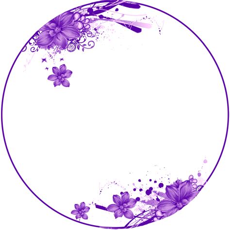 Flowers Purple Circle Frame Etiquetas Para Artesanato Adesivos De