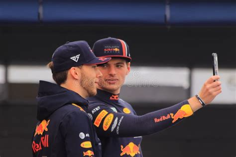 Formula Drivers Max Verstappen And Pierre Gasly Taking Selfie Editorial Photo Image Of