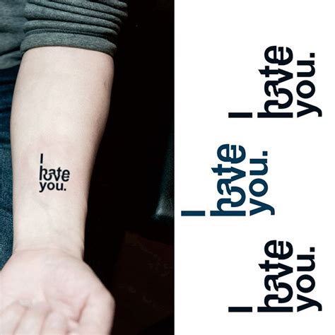 Waterproof Temporary Fake Tattoo Stickers Cool Black Blue I Love Hate