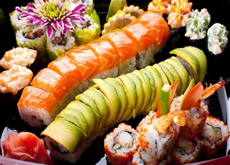 Japanese Sushi Rolls View From Above — Stock Photo © Valentynvolkov