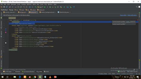 Resources Tag Error In Android Studio Cannot Resolve Symbol Stack