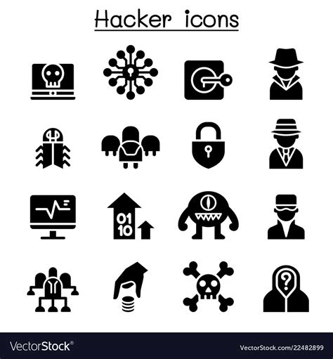 Hacker Icon Set Royalty Free Vector Image Vectorstock