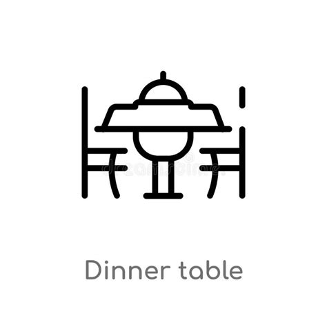 Outline Dinner Table Vector Icon Isolated Black Simple Line Element