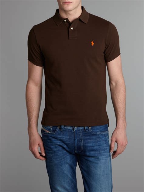 Polo Ralph Lauren Slim Fit Mesh Polo Shirt In Brown For Men Lyst