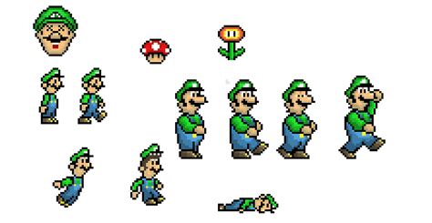 Luigi sprite pixel art videojuego gráficos de computadora sprite