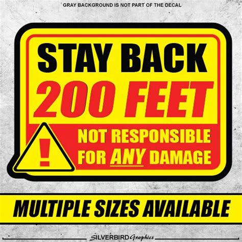 Stay Back 200 Feet Sticker Tow Truck Caution Safety Decal Warning