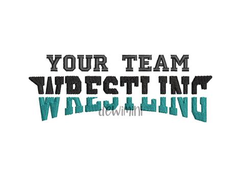 Wrestling Embroidery Design Custom Name In Blue Black Wrestling