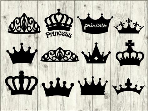 Crown Clipart Svg Bundle Princess Crown Svg Crown Silhouette Etsy