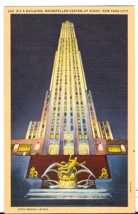 Undated Unused Postcard Rca Building Rockefeller Center At Night Nyc