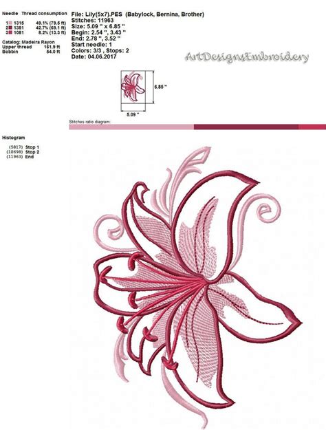 Embroidery Lilies Machine Embroidery Design Lilies Etsy