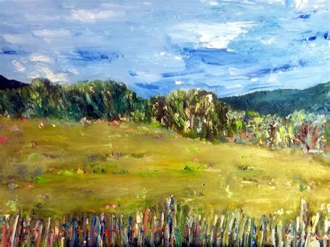 Field With Trees Abstract Landscape Oil Painting