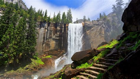 Trees And Waterfalls Landscape Nature Hd Wallpaper Wallpaper Flare