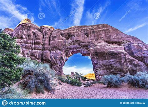 Pine Tree Arch Devils Garden Arches National Park Moab Utah Stock Photo