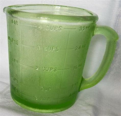 Vintage Hazel Atlas Green Depression Pressed Glass Cup Measuring Cup