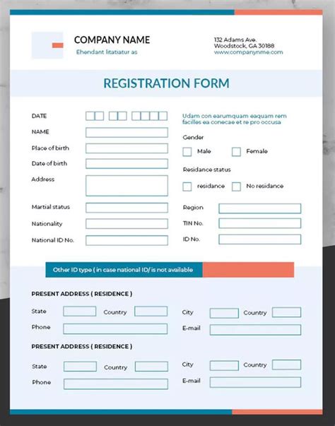 Business Registration Form Template Indesign Indd Registration Form