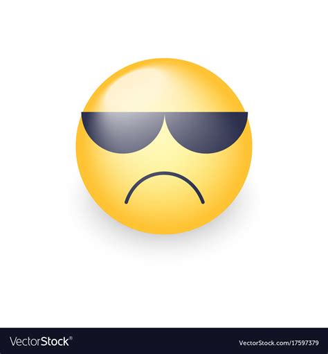 Angry Emoji Face With Sunglasses Cute Sad Vector Image
