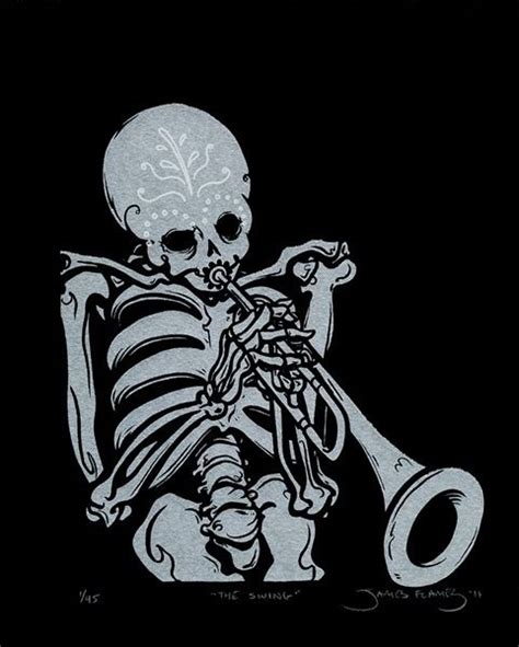 Skeleton Playing Trumpet 3d Skeleton Playing A Trumpet On A White