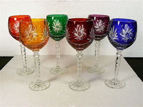 Bohemia 6 Richly Cut Coloured Crystal Wine Glasses Catawiki