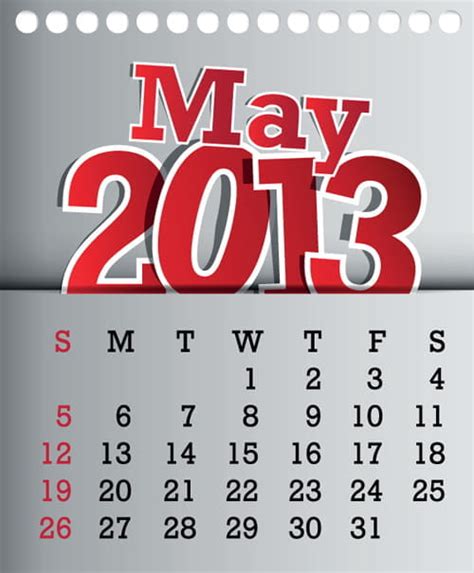 Calendar May 2013 Design Vector Graphic Eps Uidownload