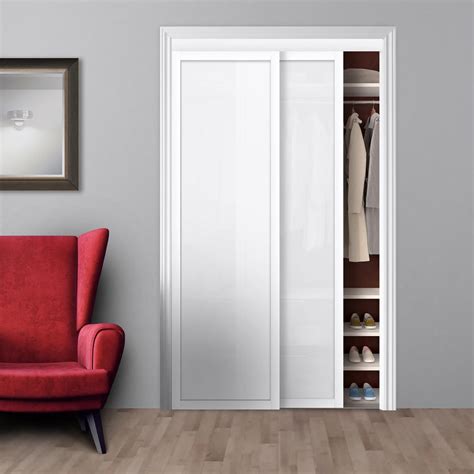 Truporte In X In White Twilight Frosted Glass Mdf Wood Sliding