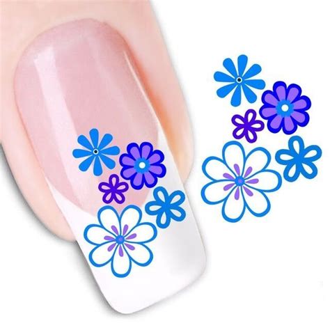 nail art stickers water decals transfers blue flowers xf1184 ebay pedicure nail art nail