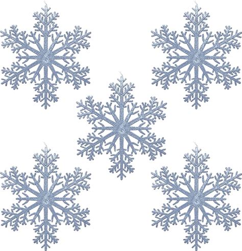 Large Snowflakes Set Of 5 Silver Glittered Snowflakes