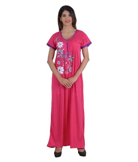 Buy Glossia Cotton Nighty And Night Gowns Pink Online At Best Prices In India Snapdeal