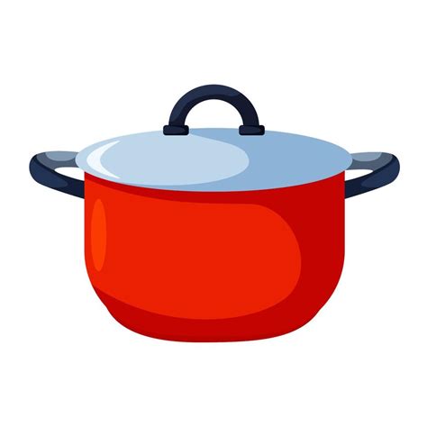 Red Saucepankitchen Utensil Vector Illustration Cartoon Flat Icon