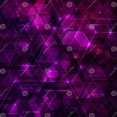 Purple Abstract Techno Background With Hexagons Stock Vector