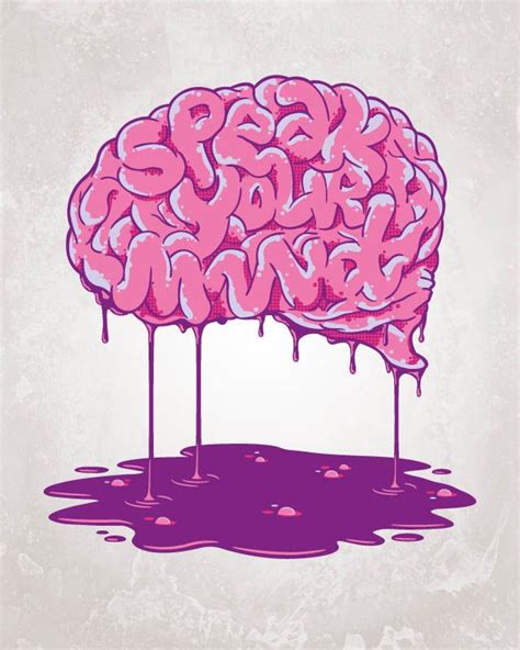 A Drawing Of A Pink Brain With Dripping Letters On It