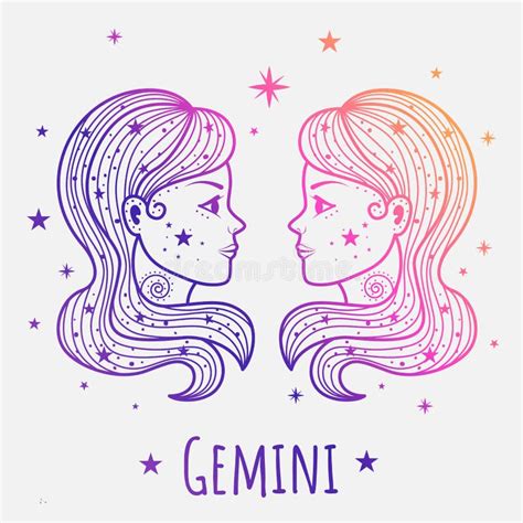 Colorful Zodiac Sign Gemini Vector Lineart Easy To Recolorzentangle