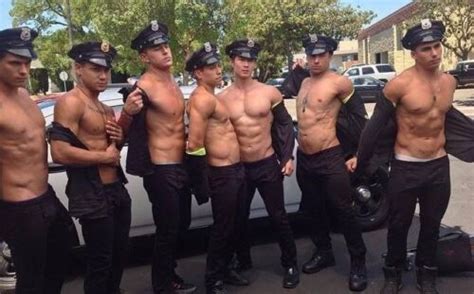Shirtless Male Beefcake Muscular Cops Stripping Hunks Group Shot Photo X C Ebay