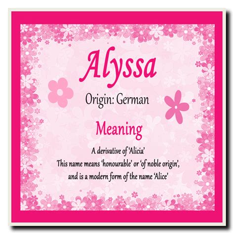 Alyssa Personalised Name Meaning Coaster The Card Zoo
