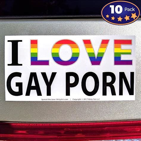 Witty Yetis I Love Gay Porn Bumper Sticker 10 Decal Prank