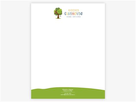 Download letterhead design with blue geometric shapes and arrow for free. logo & identity for kiddies clubhouse daycare (letterhead ...
