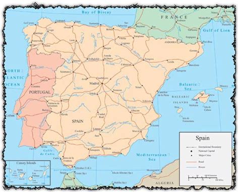 Spain is located in southwestern europe. Spain vector map